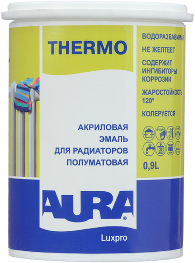 Аура Luxpro Thermo эмаль для радиаторов акриловая Аура Luxpro Thermo эмаль для радиаторов акриловая