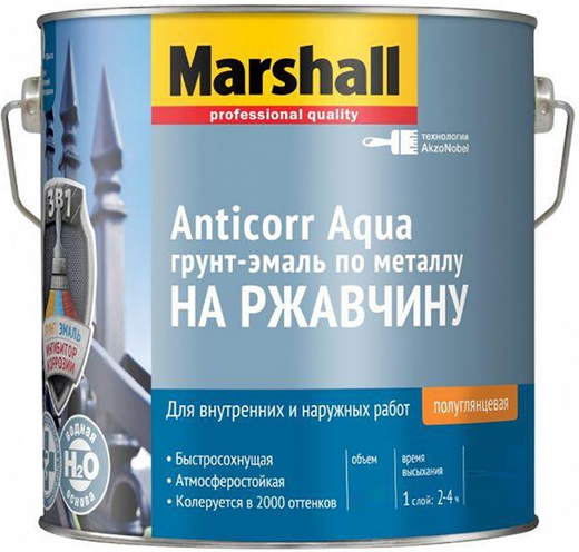 Marshall Anticorr Aqua грунт-эмаль по металлу на ржавчину