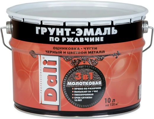 Dali грунт-эмаль по ржавчине 3 в 1 молотковая
