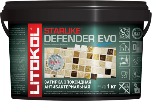 Литокол Starlike Defender Evo эпоксидная затирка антибактериальная Литокол Starlike Defender Evo эпоксидная затирка антибактериальная недорого с доставкой