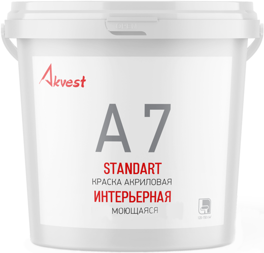 Аквест Standart A 7 краска акриловая интерьерная моющаяся Аквест Standart A 7 краска акриловая интерьерная моющаяся