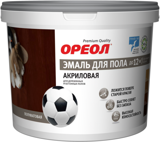 Ореол Premium Quality эмаль акриловая для деревянных и бетонных полов Ореол Premium Quality эмаль акриловая для деревянных и бетонных полов