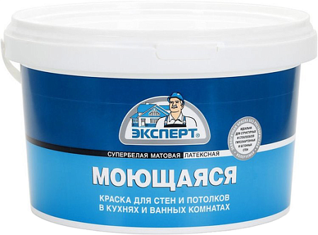 Эксперт Моющаяся супербелая водоэмульсионная латексная краска Эксперт Моющаяся супербелая водоэмульсионная латексная краска