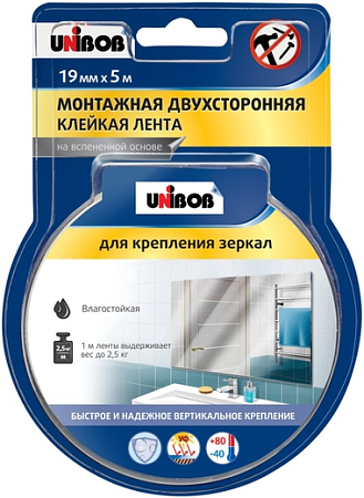 Unibob лента клейкая монтажная двухсторонняя для крепления зеркал Unibob лента клейкая монтажная двухсторонняя для крепления зеркал недорого с доставкой