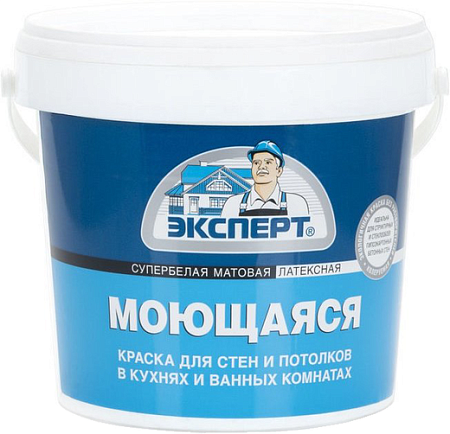Эксперт Моющаяся супербелая водоэмульсионная латексная краска Эксперт Моющаяся супербелая водоэмульсионная латексная краска