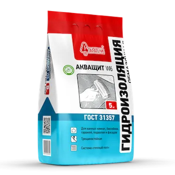 Гидроизоляция обмазочная "АкваЩит" W6 ГОСТ 31357 5 кг Гидроизоляция обмазочная "АкваЩит" W6 ГОСТ 31357 5 кг недорого с доставкой
