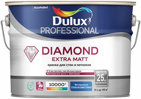 Dulux Professional Diamond Extra Matt износостойкая краска для стен и потолков Dulux Professional Diamond Extra Matt износостойкая краска для стен и потолков