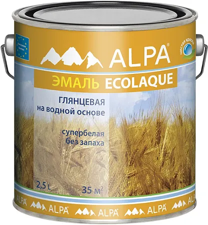 Alpa Ecolaque эмаль на водной основе супербелая Alpa Ecolaque эмаль на водной основе супербелая