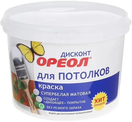 Ореол Discont краска для потолков латексная полиакриловая Ореол Discont краска для потолков латексная полиакриловая