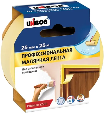 Unibob Профи малярная клейкая лента для работ внутри помещений Unibob Профи малярная клейкая лента для работ внутри помещений