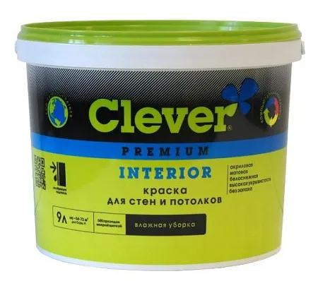 CLEVER INTERIOR краска акриловая для стен и потолков CLEVER INTERIOR краска акриловая для стен и потолков недорого с доставкой