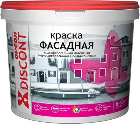 Ореол Discont краска фасадная атмосферостойкая латексная полиакриловая Ореол Discont краска фасадная атмосферостойкая латексная полиакриловая недорого с доставкой